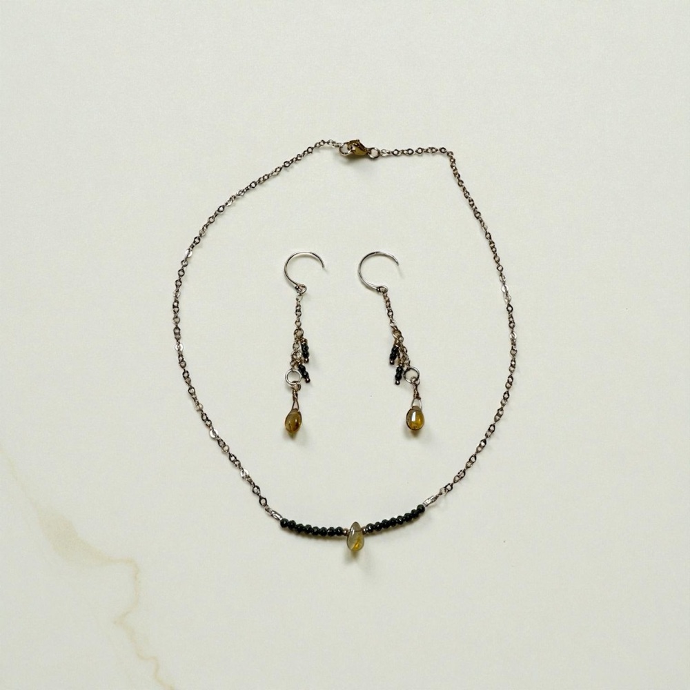 Green Pyrite and‎ Citrine set